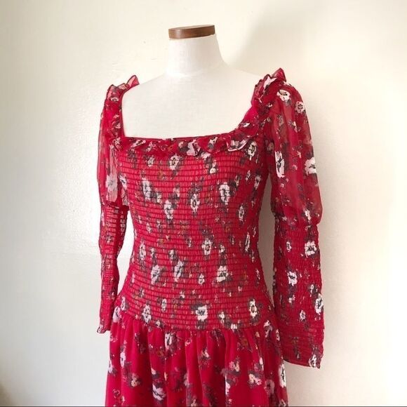 Urban Outfitters Red floral Smocked maxi dress - Picture 4 of 10